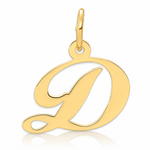 14K Small Fancy Script Letter D Initial Charm - Lifestyle View
