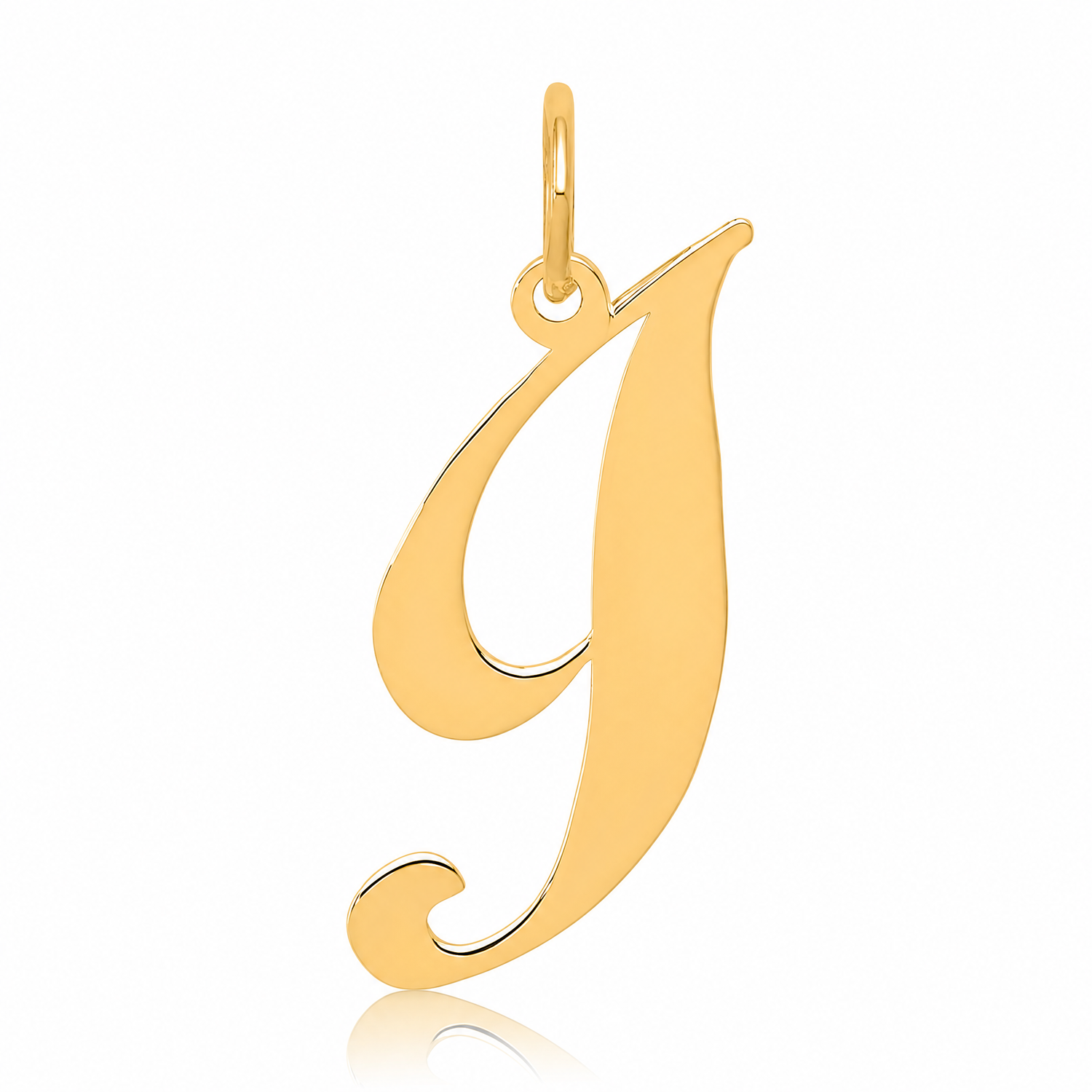 14K Small Fancy Script Letter I Initial Charm - Lifestyle View