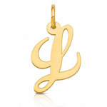 14K Small Fancy Script Letter L Initial Charm - Lifestyle View