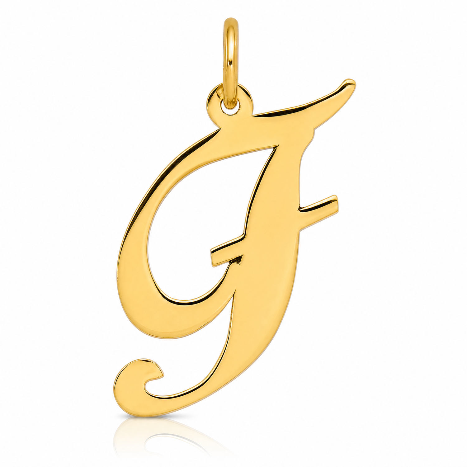 14k Large Fancy Script Letter F Initial Charm - Lifestyle View