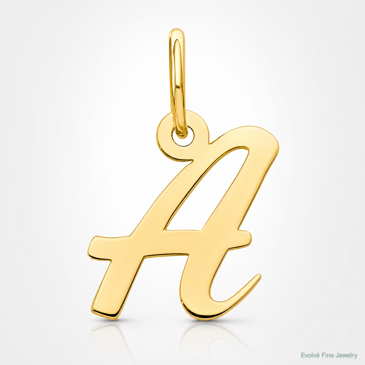 14k Small Script Letter A Initial Charm - Lifestyle View