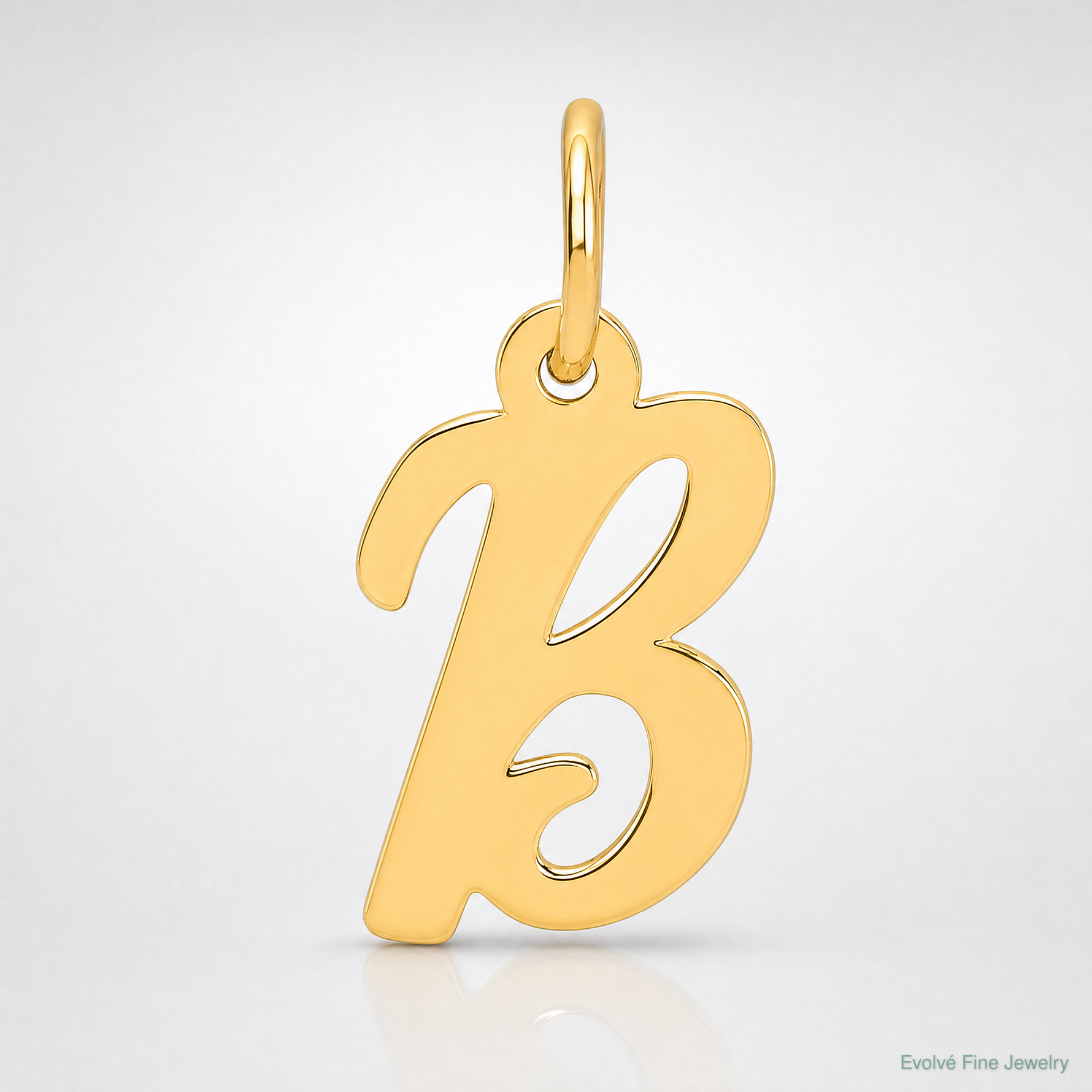 14k Small Script Letter B Initial Charm - Lifestyle View