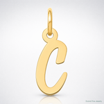 14k Small Script Letter C Initial Charm - Lifestyle View