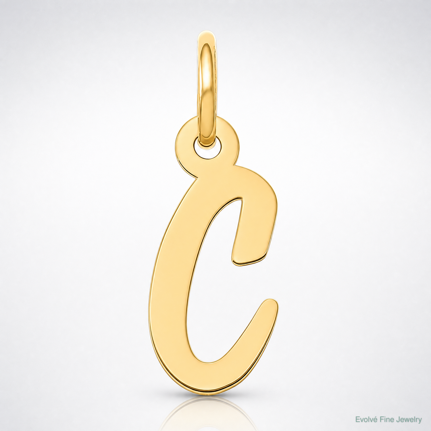 14k Small Script Letter C Initial Charm - Lifestyle View