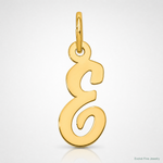 14k Small Script Letter E Initial Charm - Lifestyle View