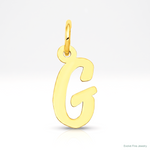 14k Small Script Letter G Initial Charm - Lifestyle View