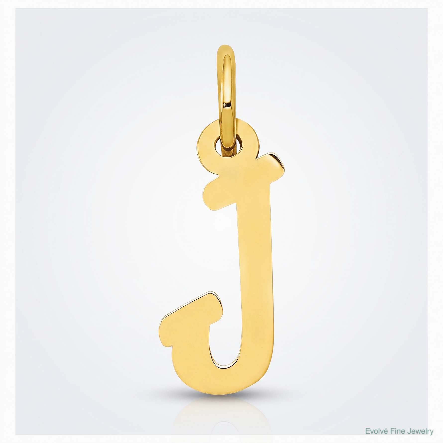 14k Small Script Letter J Initial Charm - Lifestyle View