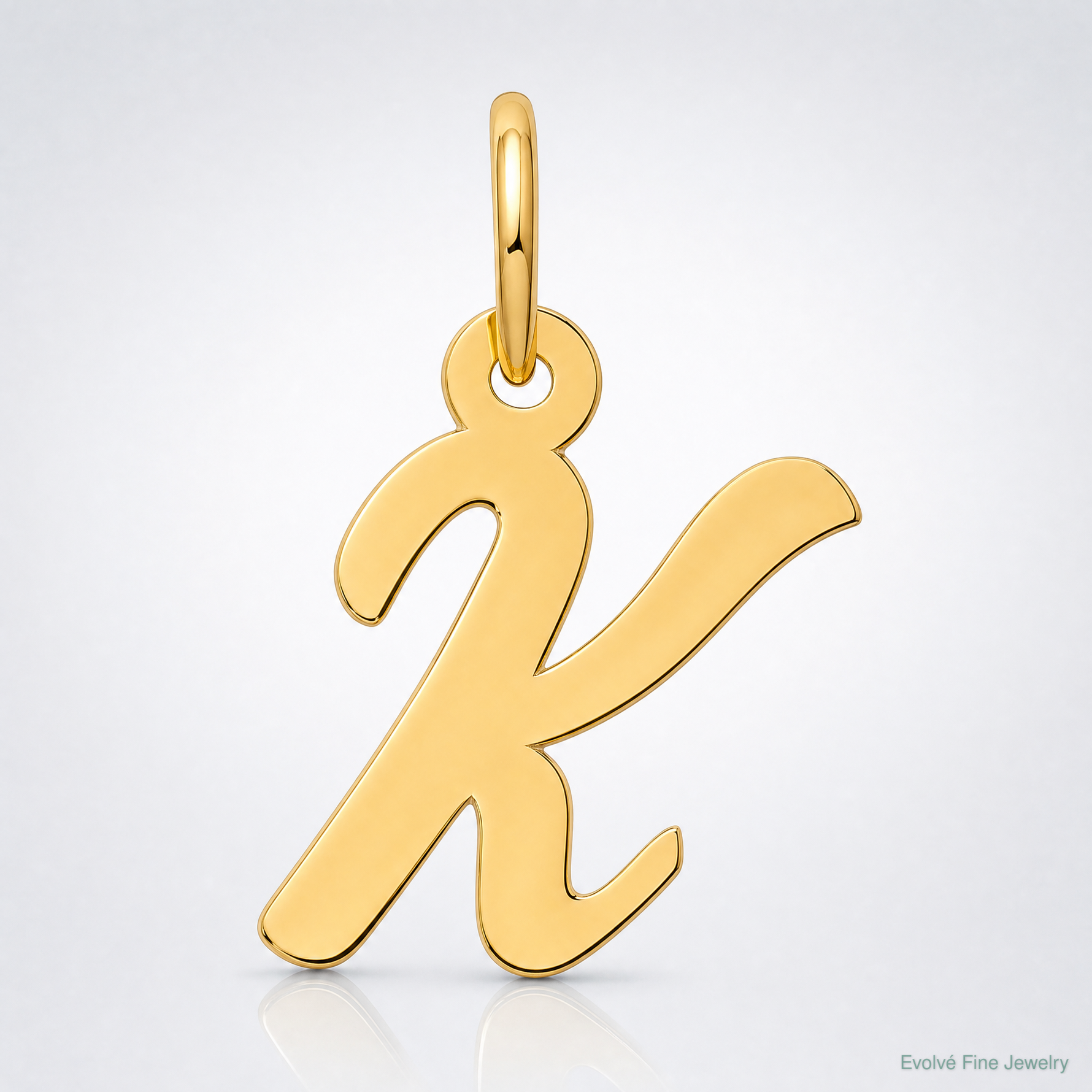14k Small Script Letter K Initial Charm - Lifestyle View