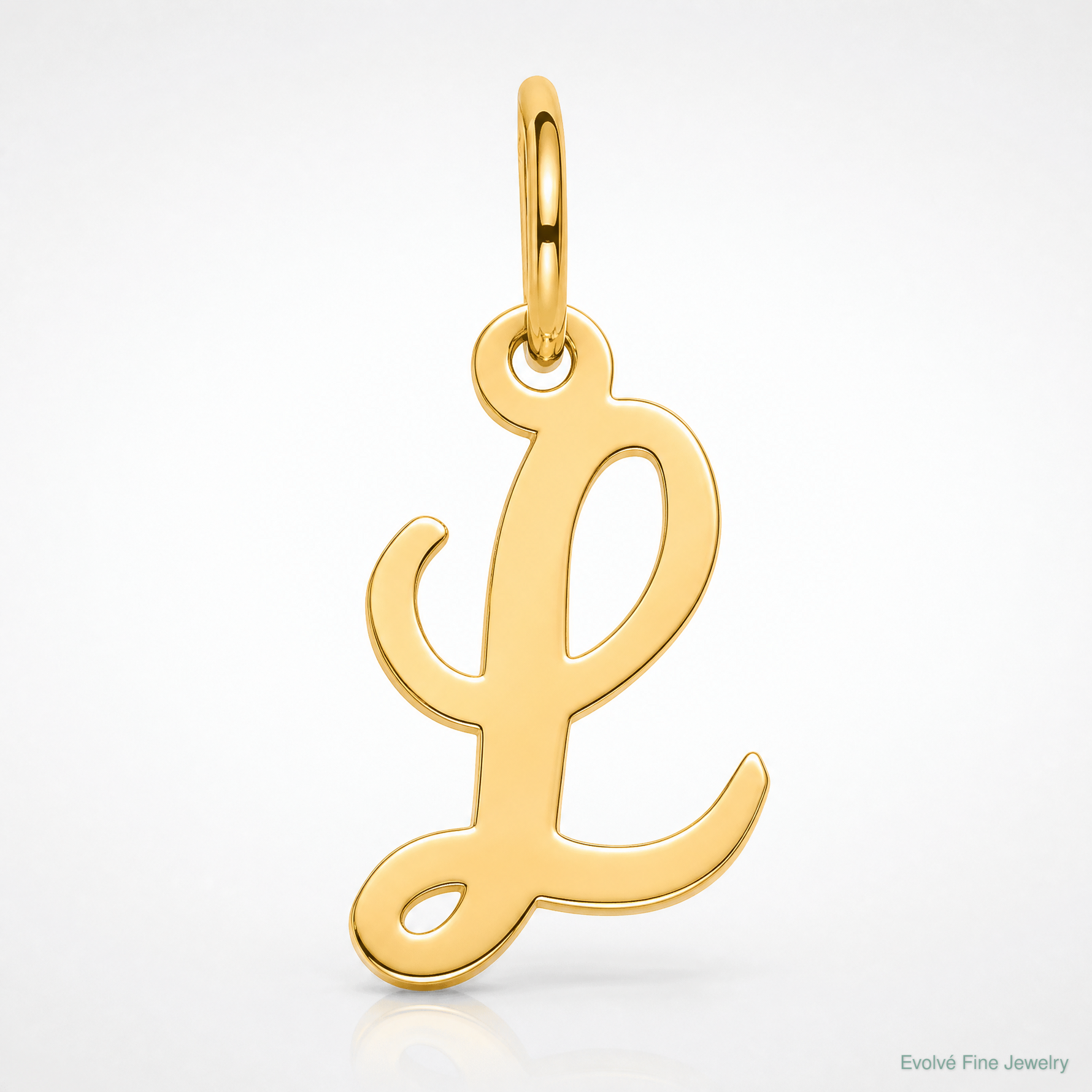 14k Small Script Letter L Initial Charm - Lifestyle View