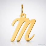 14k Small Script Letter M Initial Charm - Lifestyle View