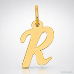 14k Small Script Letter R Initial Charm - Lifestyle View