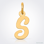 14k Small Script Letter S Initial Charm - Lifestyle View