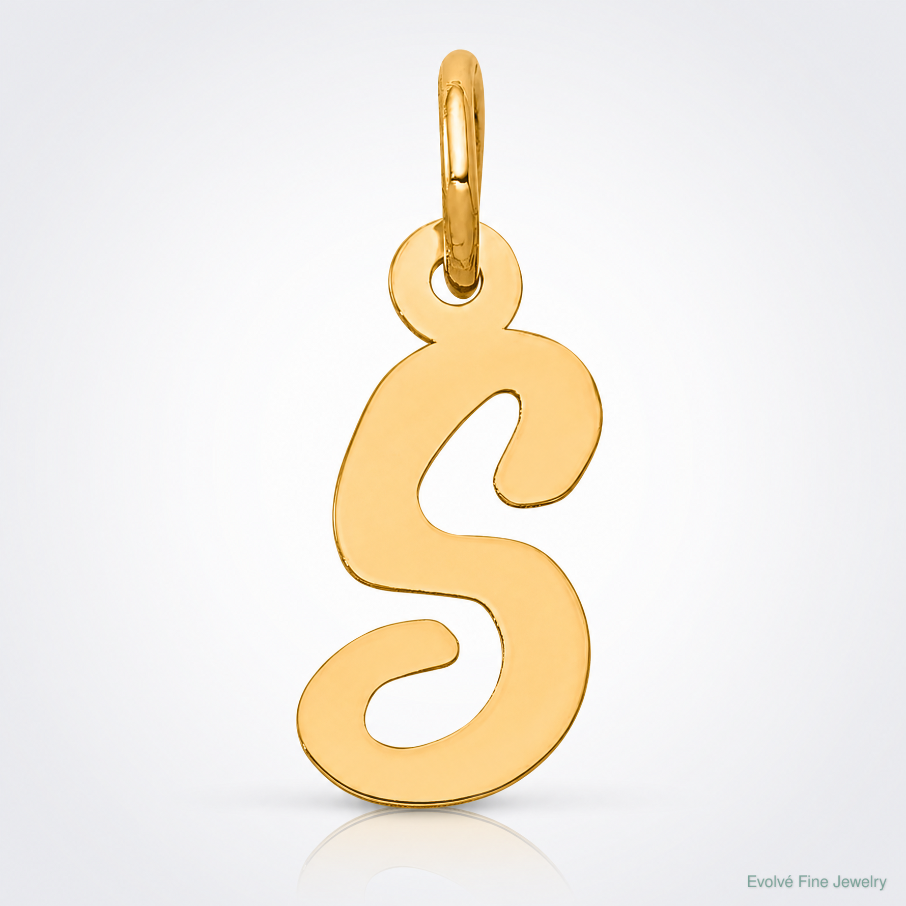 14k Small Script Letter S Initial Charm - Lifestyle View
