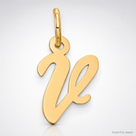 14k Small Script Letter V Initial Charm - Lifestyle View