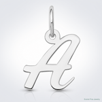 14k White Gold Small Script Letter A Initial Charm - Lifestyle View
