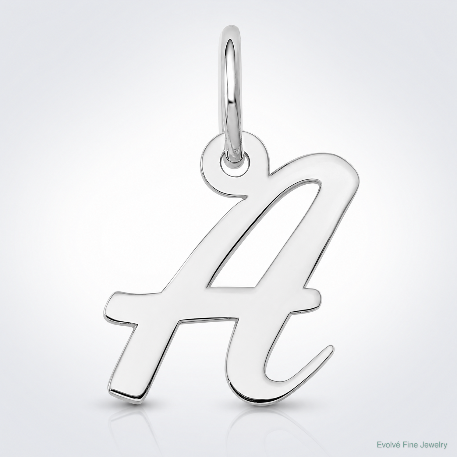 14k White Gold Small Script Letter A Initial Charm - Lifestyle View