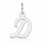 14k White Gold Small Script Letter D Initial Charm - Lifestyle View