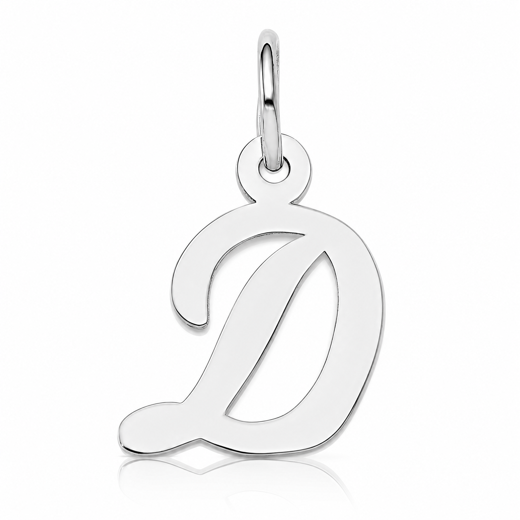 14k White Gold Small Script Letter D Initial Charm - Lifestyle View