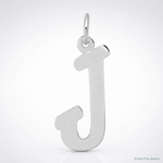 14k White Gold Small Script Letter J Initial Charm - Lifestyle View