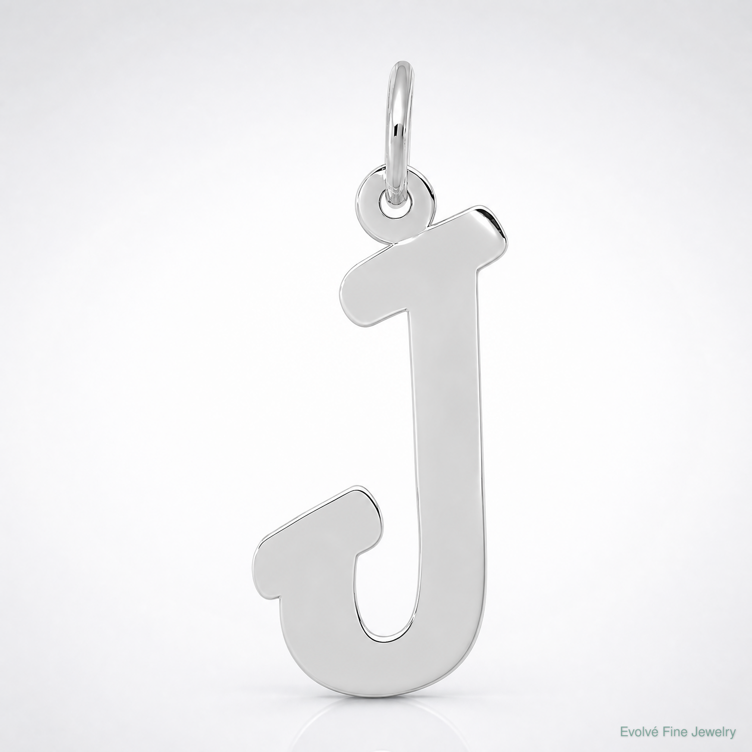 14k White Gold Small Script Letter J Initial Charm - Lifestyle View