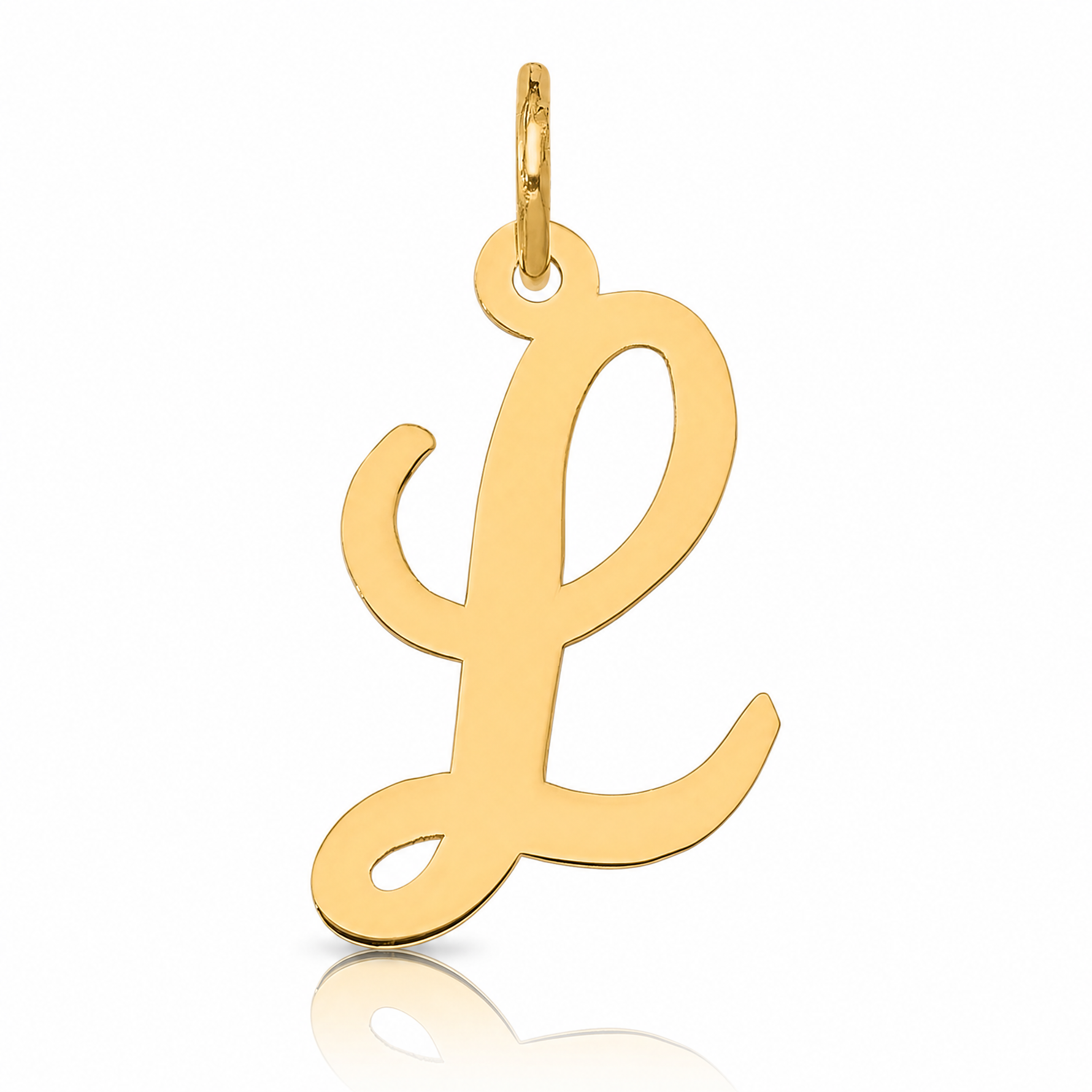 14k Medium Script Letter L Initial Charm - Lifestyle View