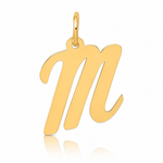 14k Medium Script Letter M Initial Charm - Lifestyle View