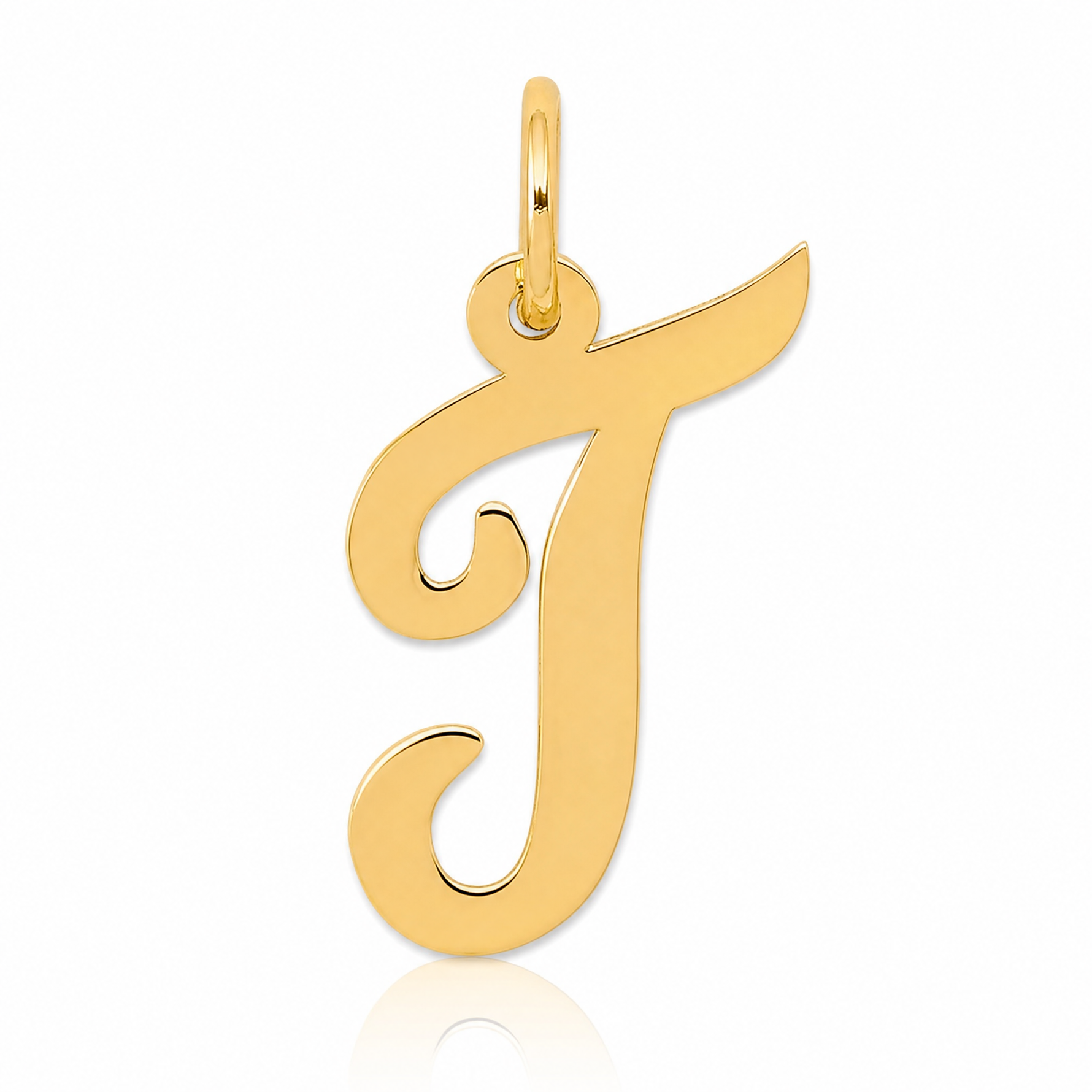 14k Medium Script Letter T Initial Charm - Lifestyle View