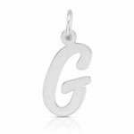 14k White Gold Medium Script Letter G Initial Charm - Lifestyle View
