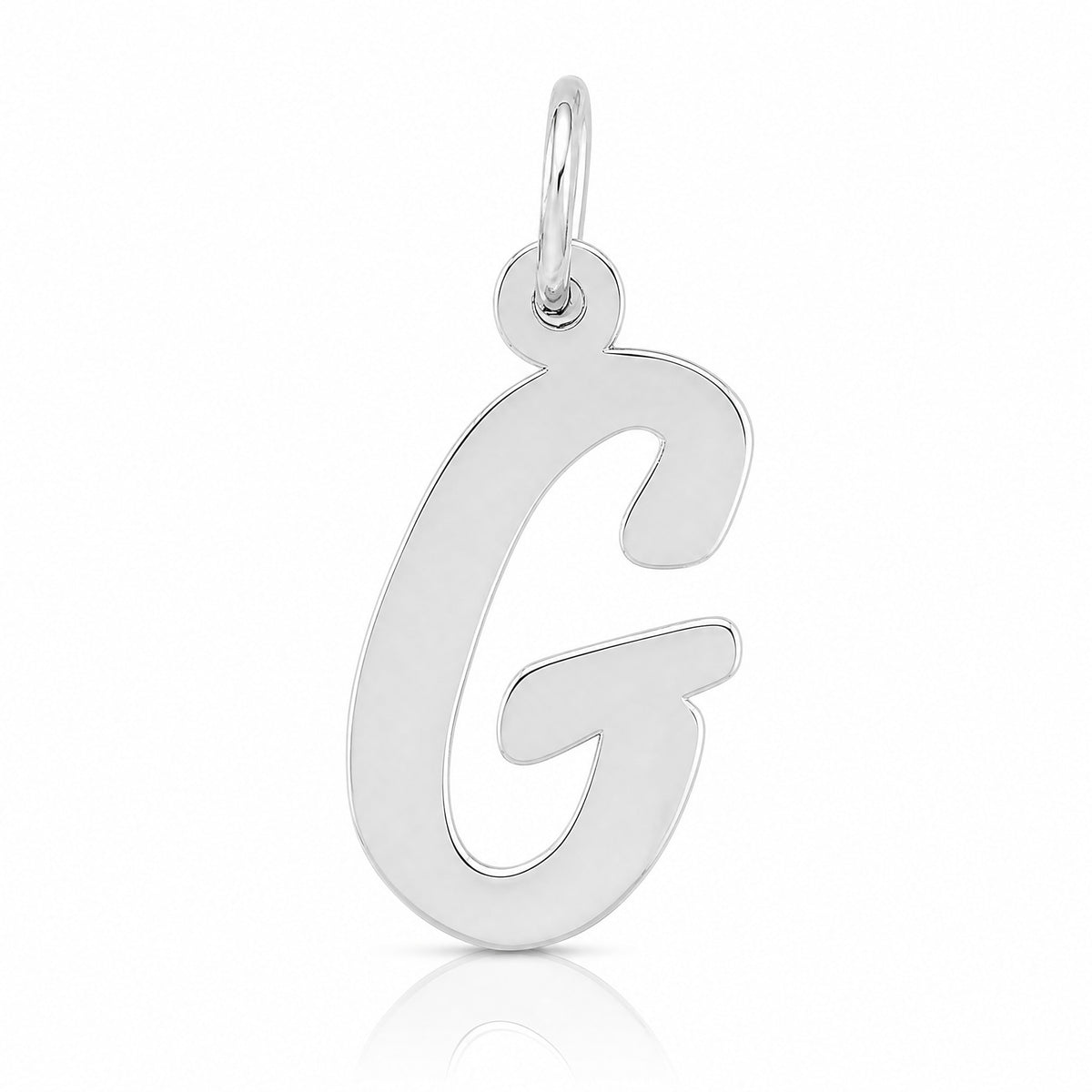 14k White Gold Medium Script Letter G Initial Charm - Lifestyle View