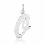 14k White Gold Medium Script Letter O Initial Charm - Lifestyle View