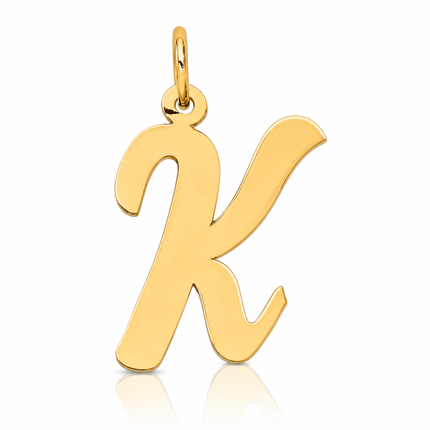 14k Large Script Letter K Initial Charm - Lifestyle View