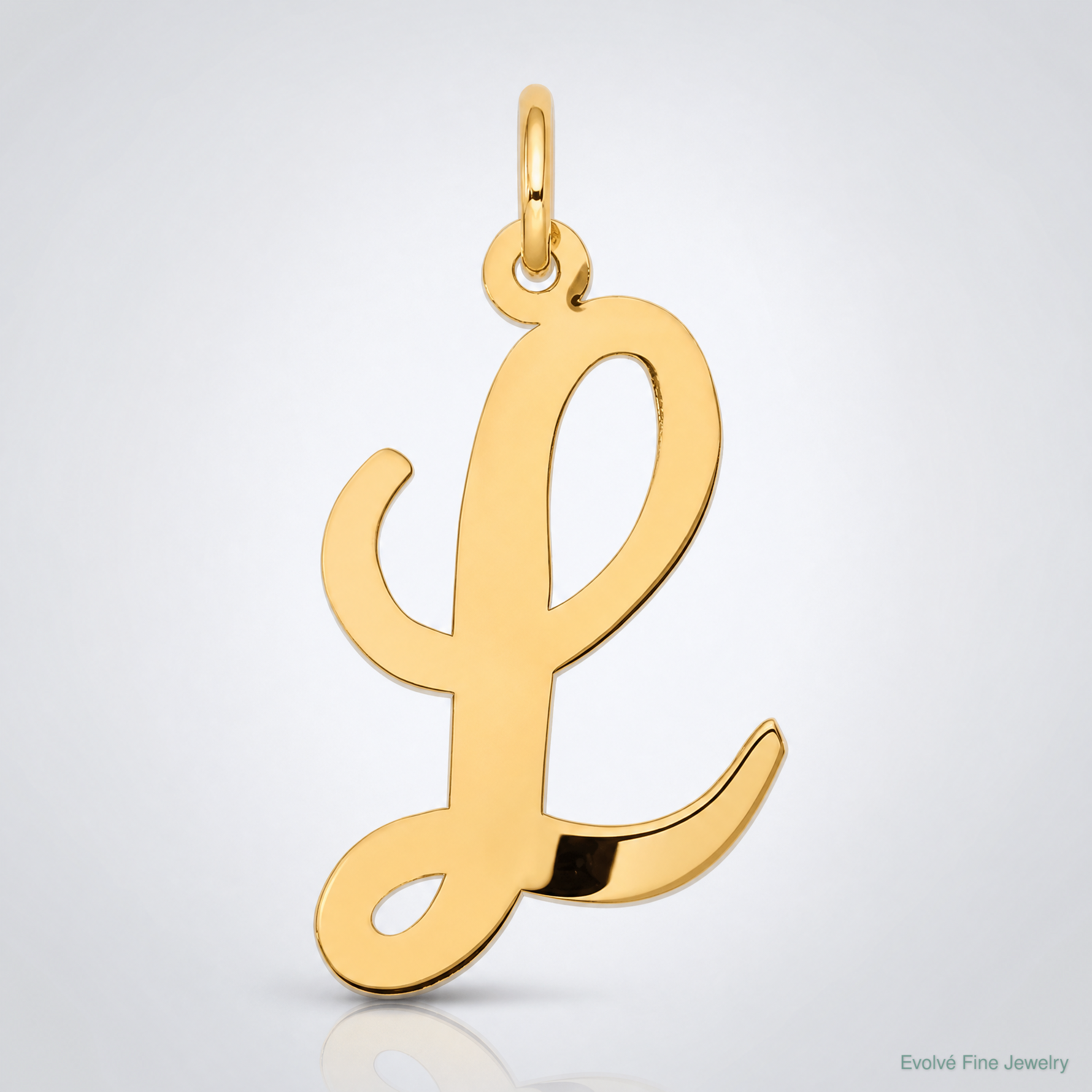 14k Large Script Letter L Initial Charm - Lifestyle View