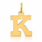 14k Small Block Letter K Initial Charm - Lifestyle View