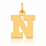 14k Small Block Letter N Initial Charm - Lifestyle View