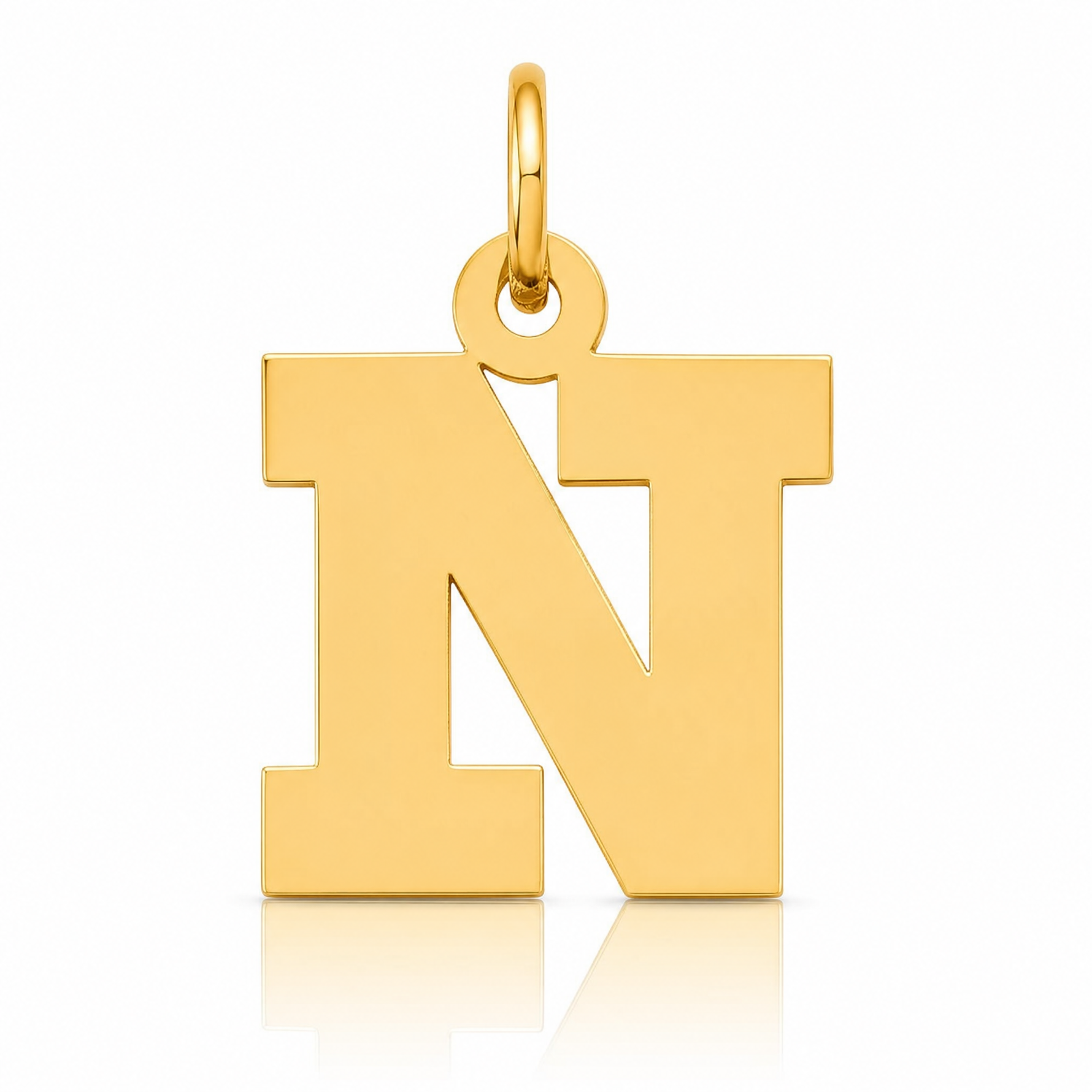 14k Small Block Letter N Initial Charm - Lifestyle View