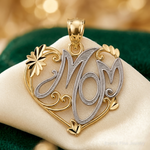 14k and Rhodium MOM Pendant - Lifestyle View