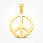 14k Polished Peace Sign Circle Pendant - Lifestyle View