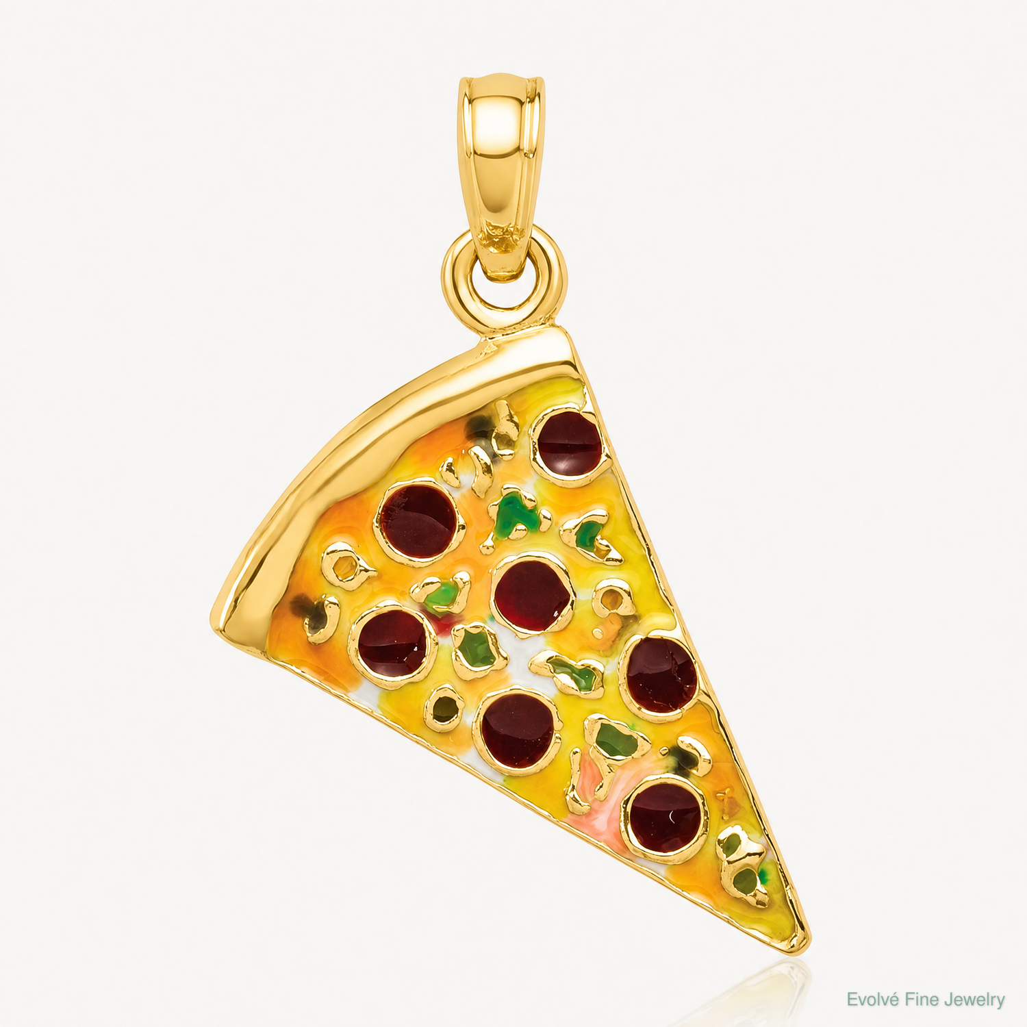 14k Enameled Pizza Slice Pendant - Lifestyle View