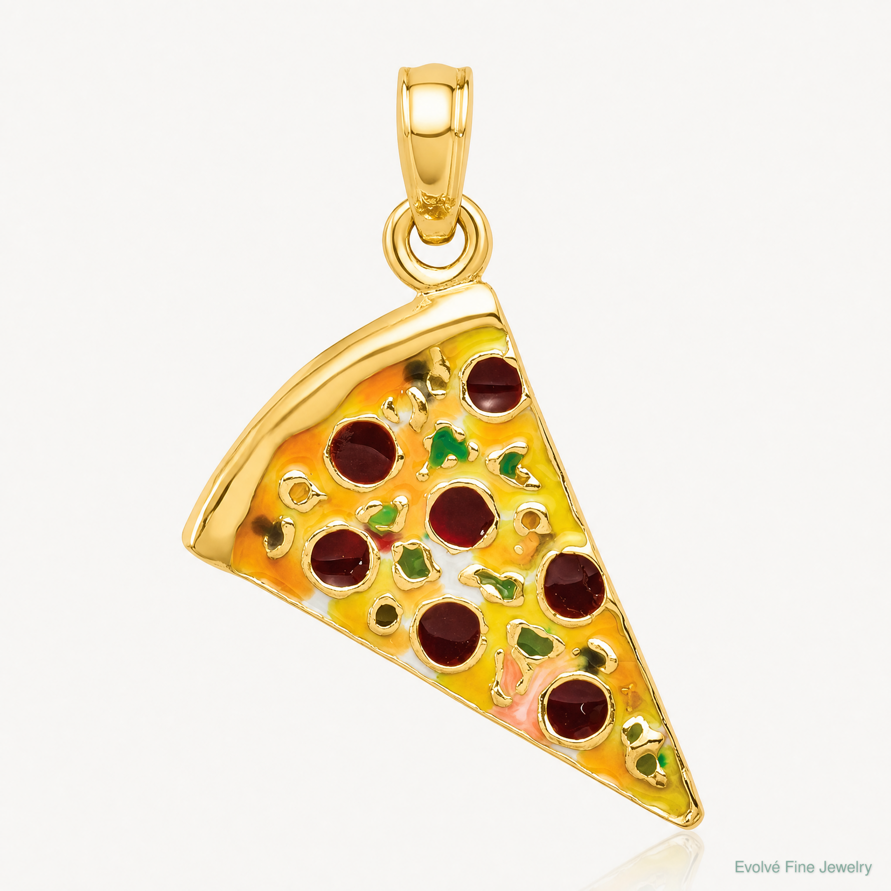 14k Enameled Pizza Slice Pendant - Lifestyle View