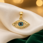 14K Enameled Eye Pendant - Lifestyle View