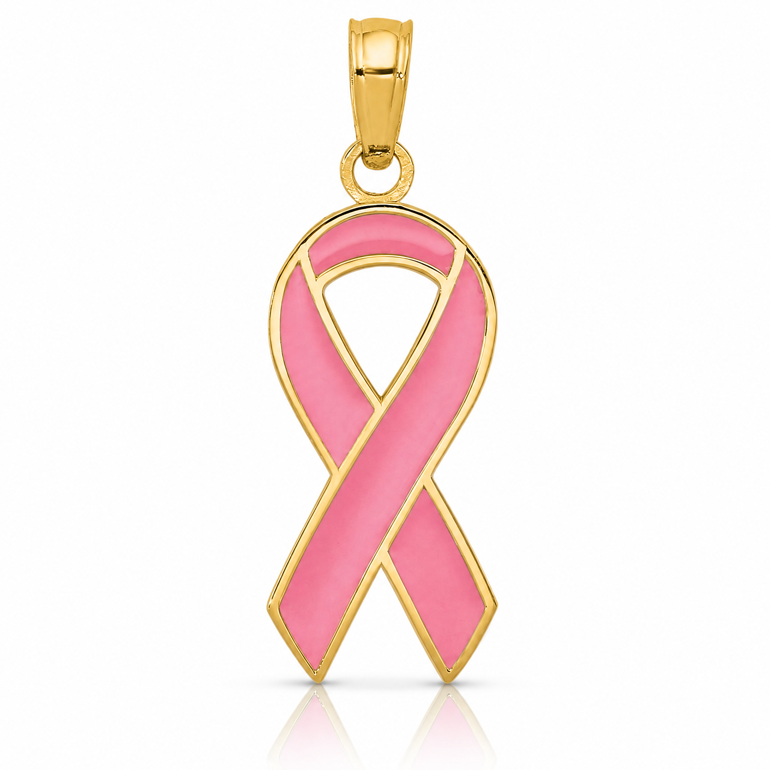 14k Pink Enameled Awareness Ribbon Pendant - Lifestyle View
