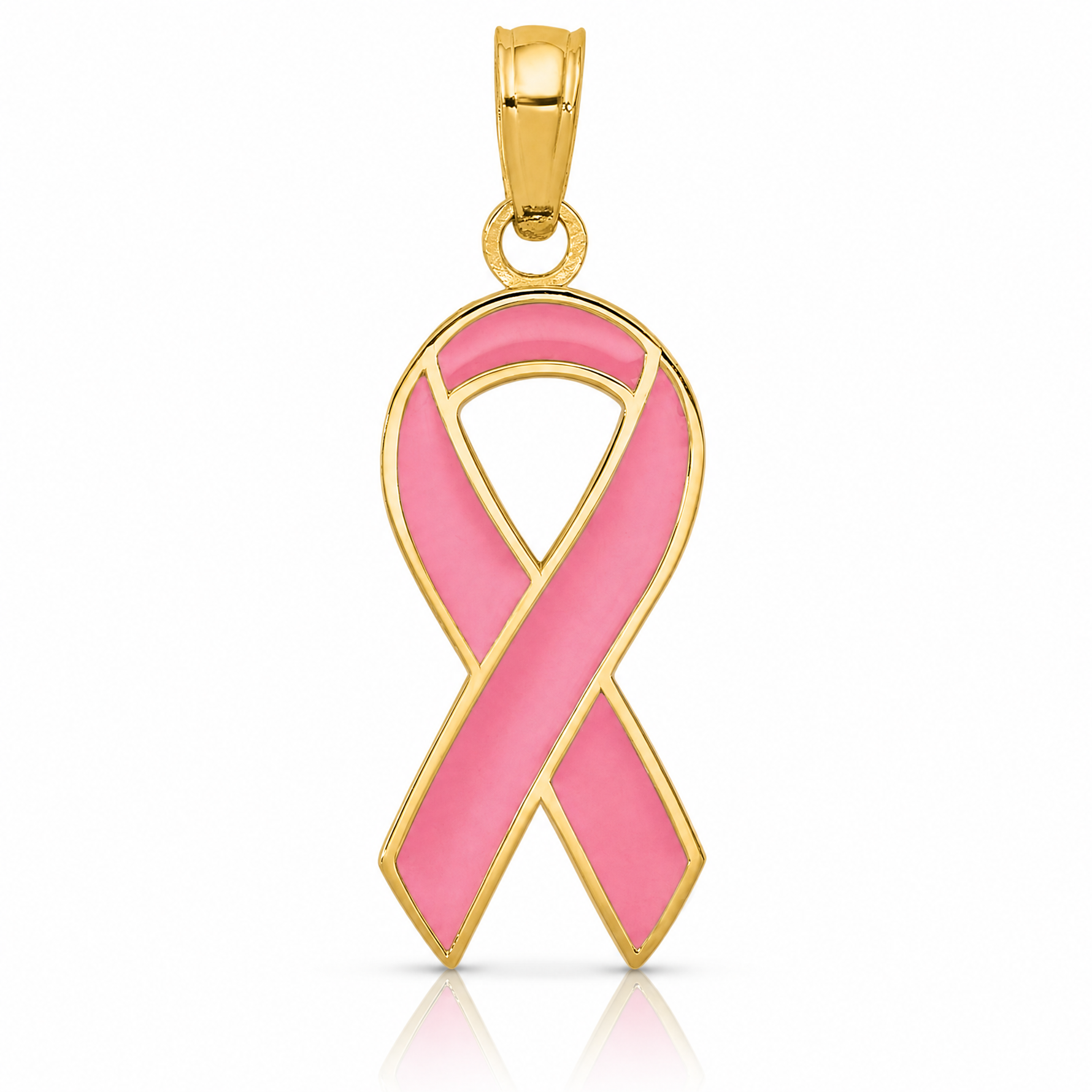 14k Pink Enameled Awareness Ribbon Pendant - Lifestyle View