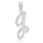14KW White Gold Script Letter J Initial Pendant - Lifestyle View