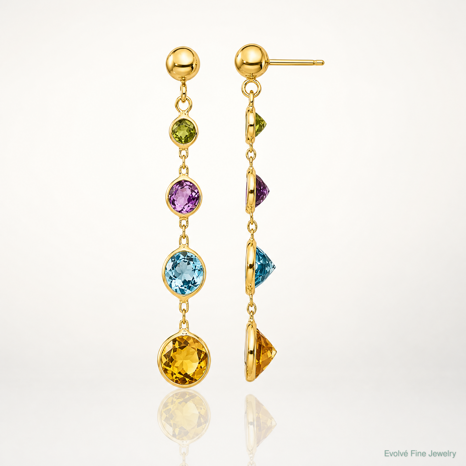 14K Multi-Gemstone Dangle Post Earrings - Lifestyle View