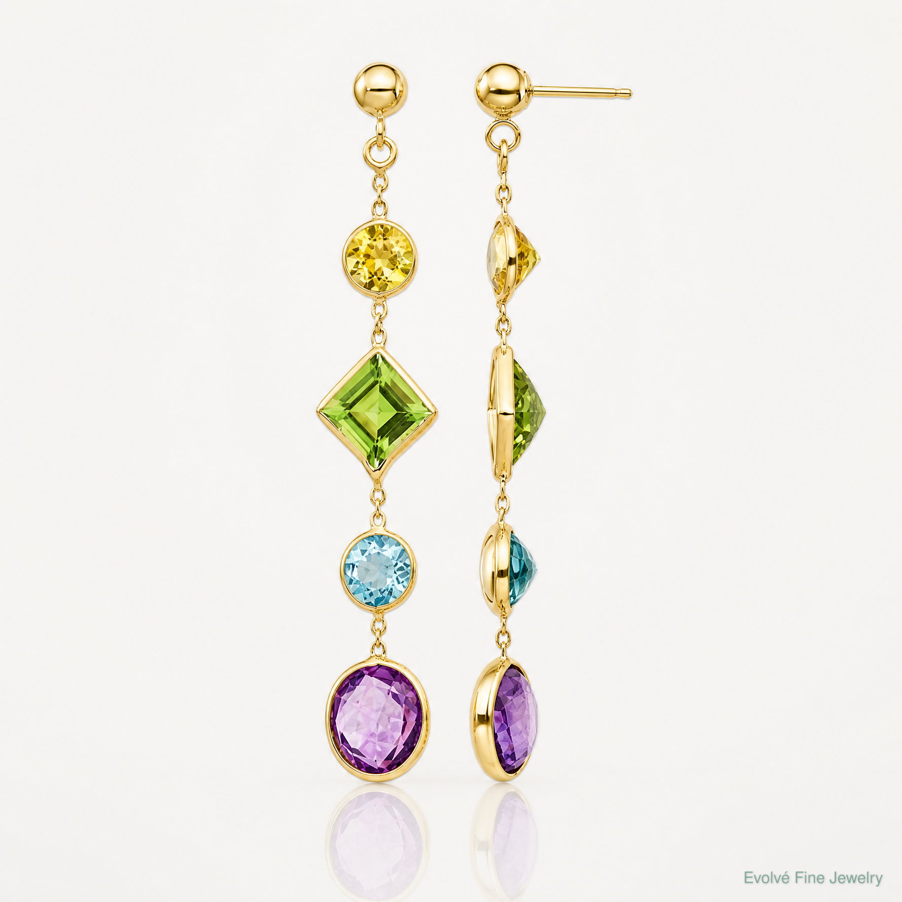 14K Muti-Gemstone Post Earrings - Lifestyle View