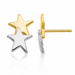 14k with Rhodium Polished Star Post Earrings - Lifestyle View