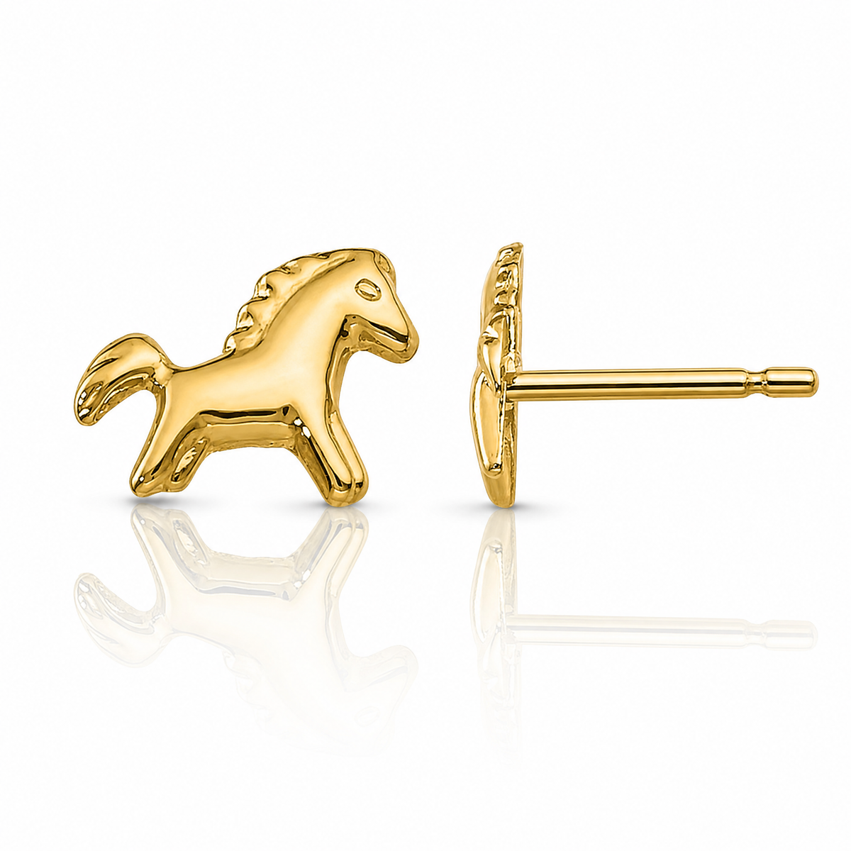 14k Polished Horse Post Earrings - Lifestyle View