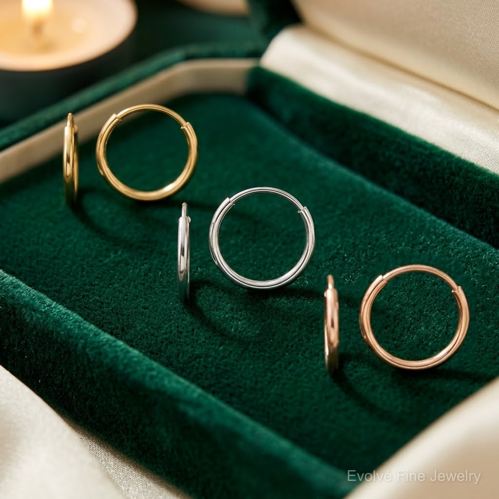 14K Tri Color 3-pair Hoop Earrings Set - Lifestyle View