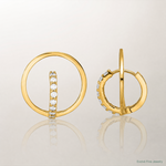 14k Yellow Gold Polished CZ Circle Huggie Hoop Earrings - Lifestyle View