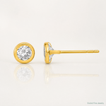 14K Polished Circle Bezel with CZ Post Earrings - Lifestyle View